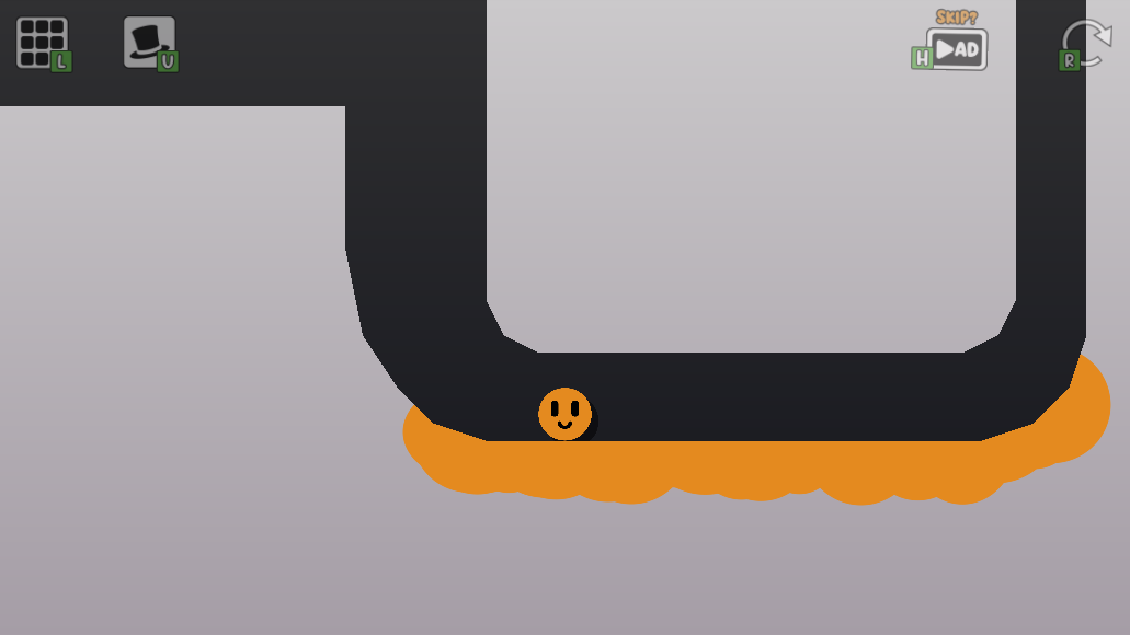 Oozy's Lab World 1 Level 4 with round Oozy settled in the bottom of the U-shaped tube