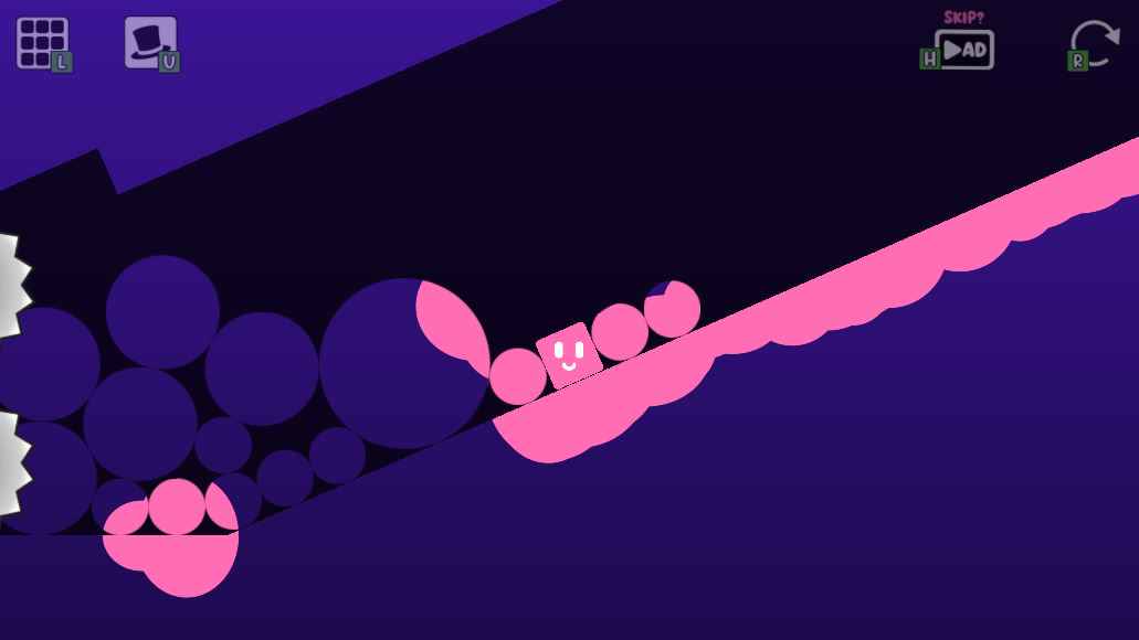 Oozy's Lab World 2 Level 3 with Oozy climbing through rolling circular obstacles on the slope