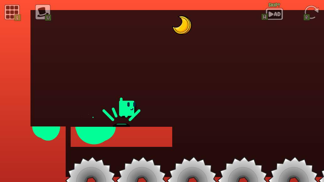 Oozy pressing the center signal button on the orange platform in World 3 Level 1