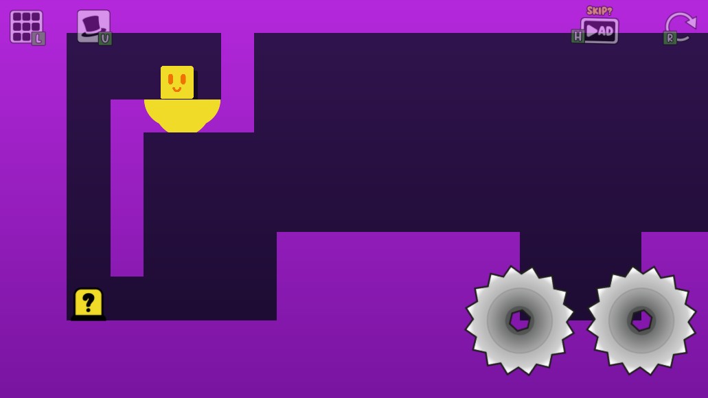 Oozy's Lab World 6 Level 2 start with Oozy in an upper-left recess, the slide switch below and two saws on the first rightward section