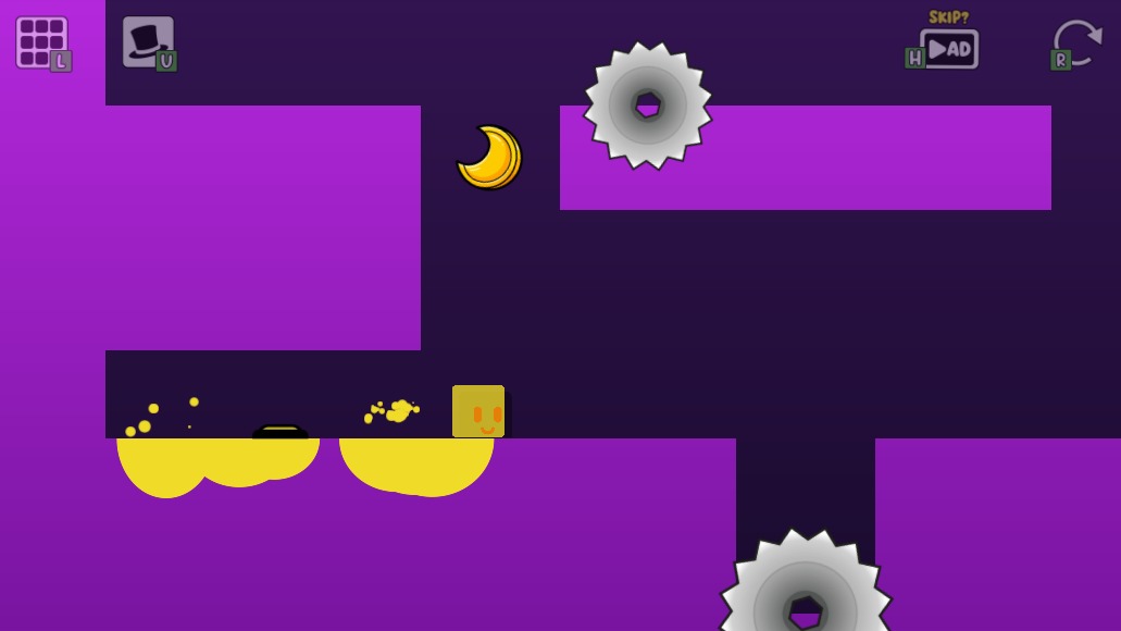 World 6 Level 3 after the question switch with Oozy nearly invisible and a yellow paint trail marking the lower route
