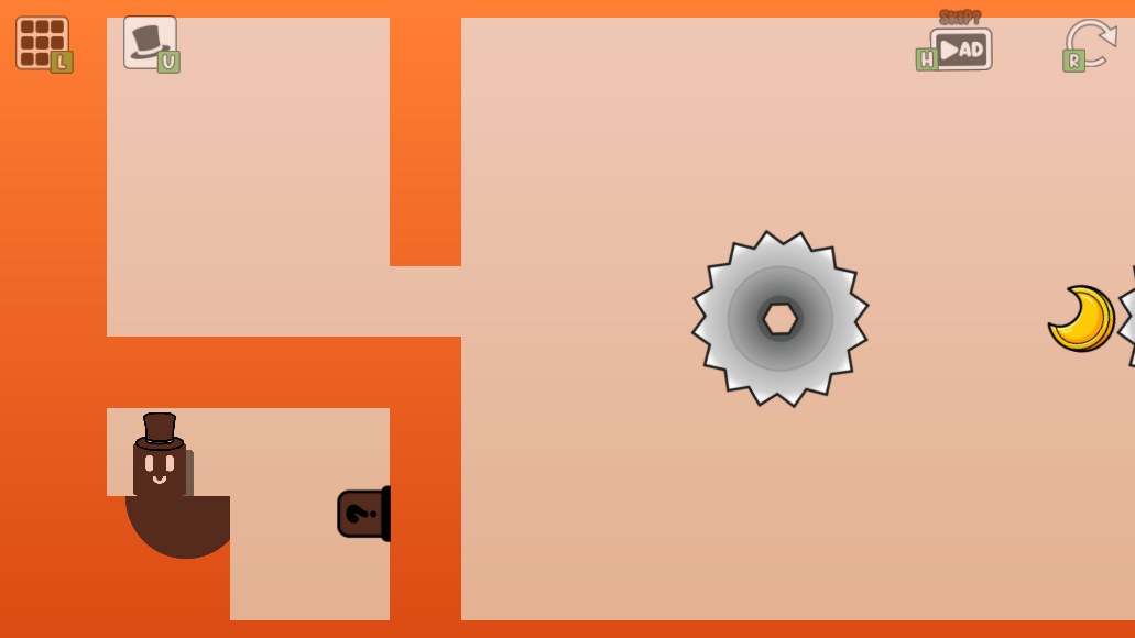 Oozy's Lab World 7 Level 2 start with the screen-wrap switch in the left chamber and two saws across the main room