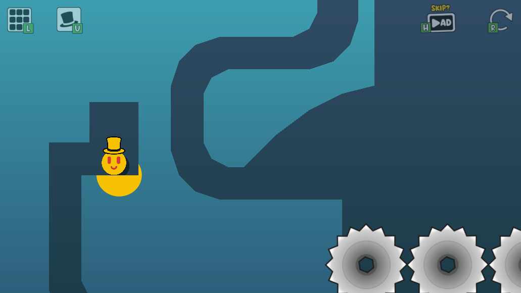 Oozy's Lab World 9 Level 2 start in the lower-left pocket, with the curved lower route and saw row ahead