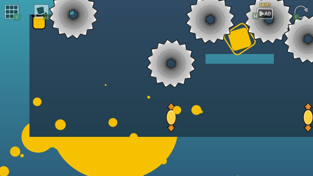 Oozy's Lab World 9 Level 4 start with growth fruits along the floor and the raised button route above